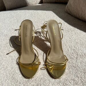 Lemonade Elegant Gold Strappy Heels
